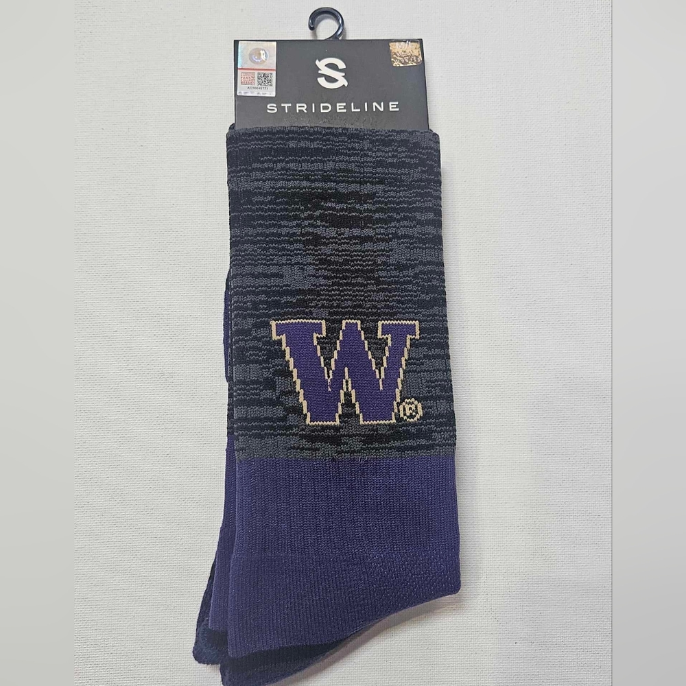 Washington Huskies Mens Socks Crew Black Purple Full Knit‎ NCAA Fan Sport